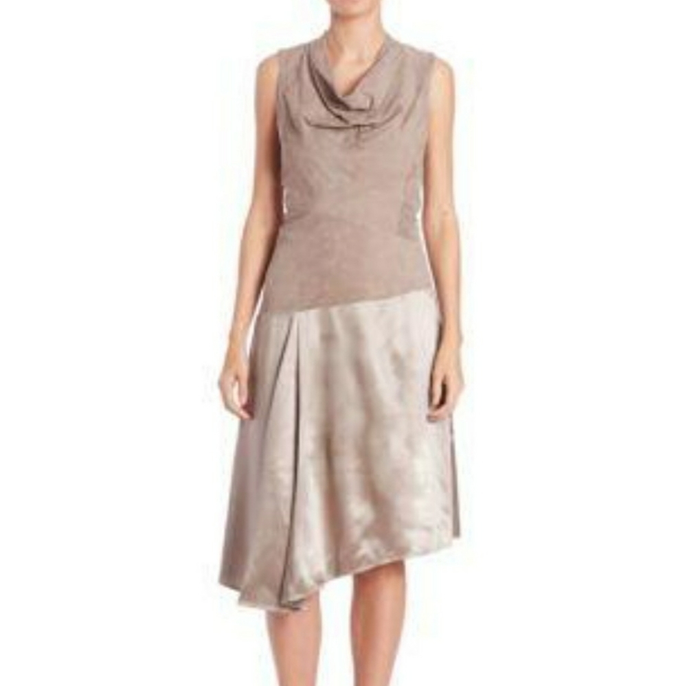 ❗️NWOT❗️LAFAYETTE 148 “NIA” SILK & SUEDE ASYMMETRICAL DRESS LUXURY DESIGNER